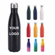 Eco-friendly vacuum flask insulated stainless steel water bottles with bamboo stainless steel lid customized logo & color